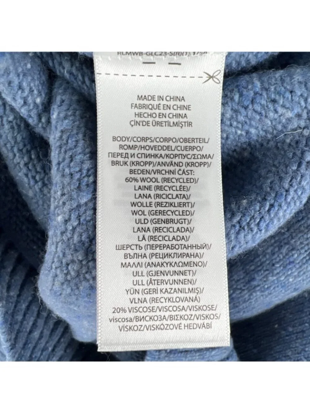 Polo Ralph Lauren Size M Blue Wool Blend Speckled Crewneck Sweater Mens